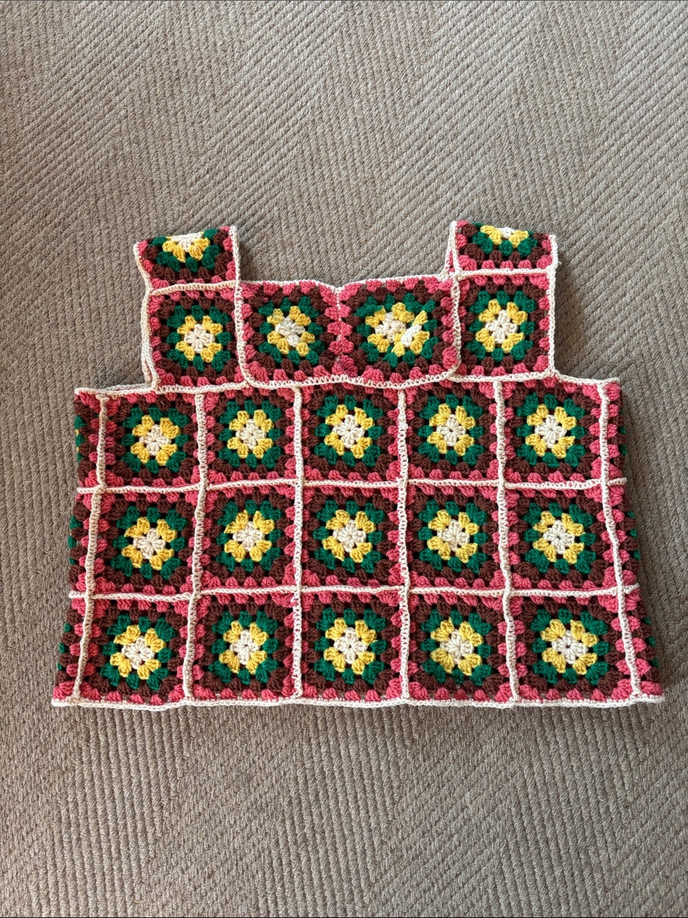 Handmade vintage Crochet Floral vest or Tank Top